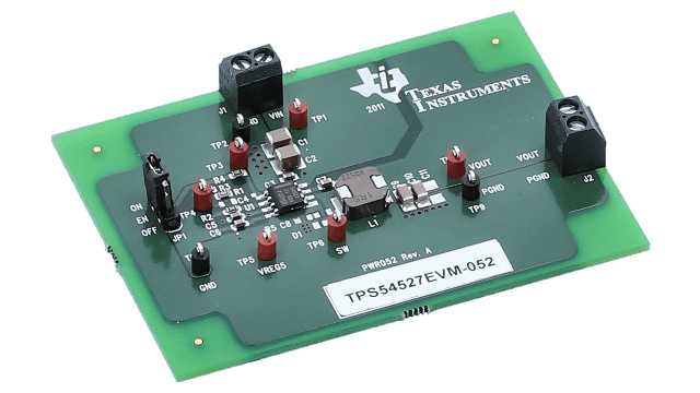TPS54527EVM-052 用于 TPS54527 同步降压转换器（具有 D-CAP2 模式）的评估模块 angled board image
