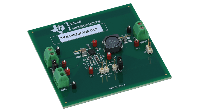 TPS54622EVM-012 用于 TPS54622 同步降压 SWIFT&trade; 转换器的评估模块 angled board image