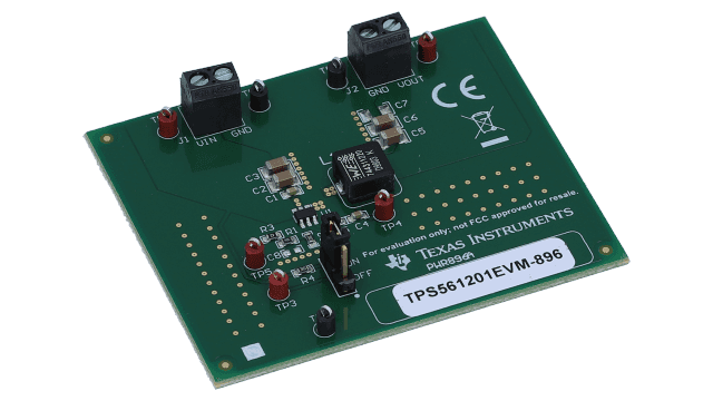 TPS561201EVM-896 TPS561201 1A 同步降压 SWIFT™ 转换器评估模块 angled board image