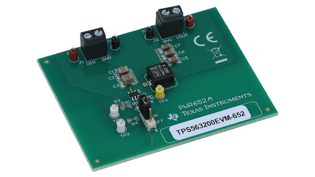 TPS563200EVM-652 TPS563200 集成 FET 的 4.5V 至 17V 输入、3A 同步降压转换器 angled board image