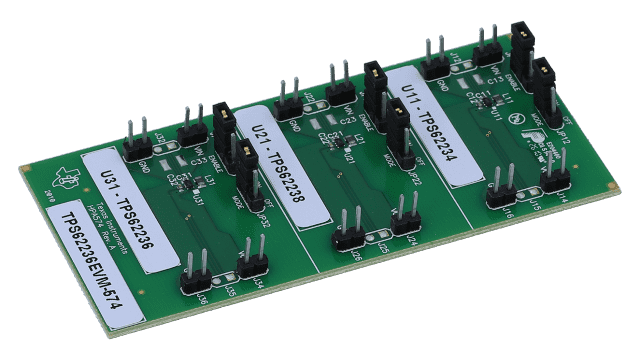 TPS62236EVM-574 用于 TPS62234、TPS62238、TPS62236（1.85、2.1、2.25）V 超小型降压转换器 的评估模块 angled board image