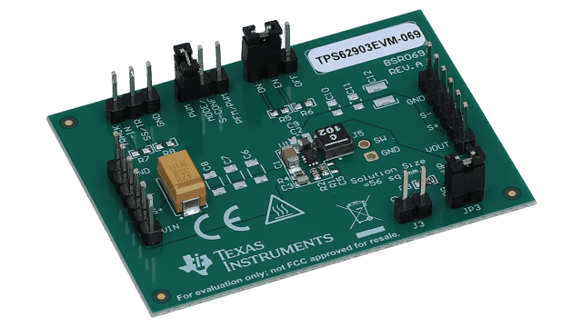 TPS62903EVM-069 采用 1.5mm x 2mm QFN 封装的 17-VIN、3-A、低 IQ 降压转换器评估模块 angled board image