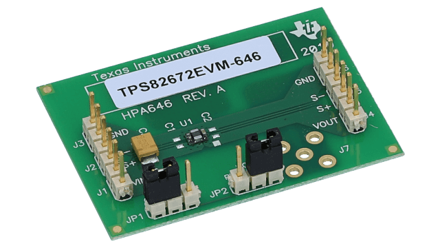 TPS82672EVM-646 用于 TPS82672 600-mA 高效 MicroSiP 降压转换器的评估模块 angled board image