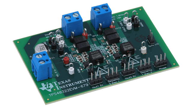 TPS40322EVM-679 TPS40322 双路输出或二相同步降压控制器的评估模块 angled board image