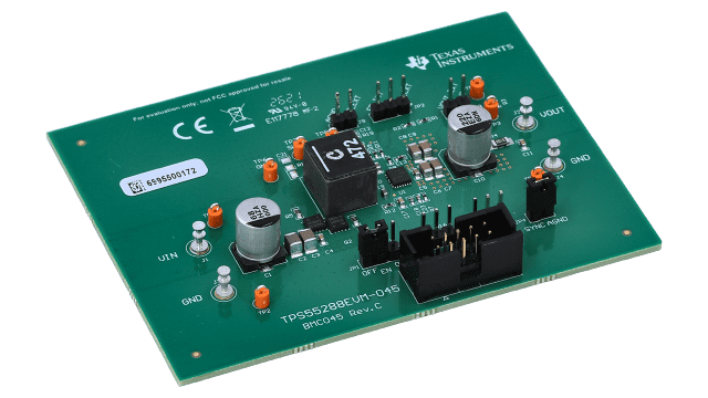 TPS55288EVM-045 TPS55288 升降压转换器 EVM，运行频率为 400Khz angled board image