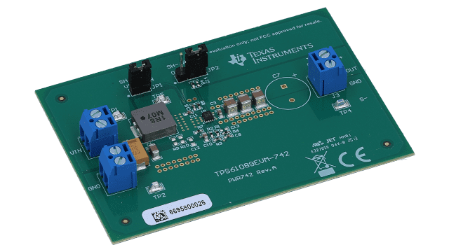 TPS61089EVM-742 用于 TPS61089 的升压转换器评估模块 angled board image