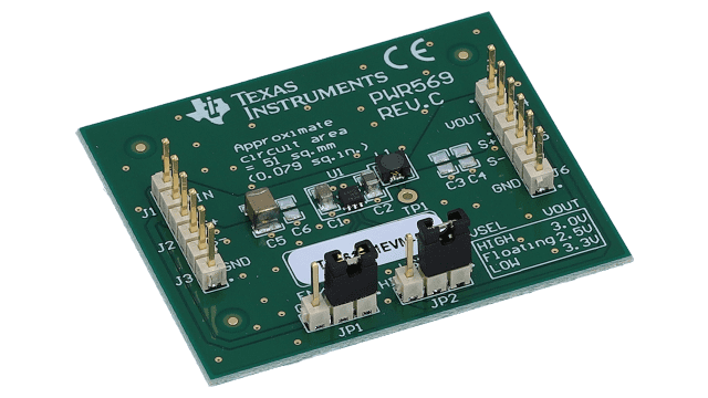 TPS61291EVM-569 具有旁路模式的低 IQ 升压转换器评估模块 angled board image