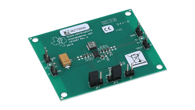 TPS63020EVM-487 具有 4A 开关，用于 TPS63020 的降压-升压转换器的评估模块 angled board image