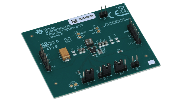 TPS63070EVM-693 TPS63070 降压-升压转换器评估模块 angled board image