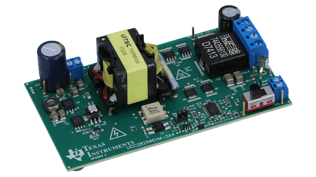 UCC28250EVM-564 用于在二次侧控制中具有预偏置负载操作的 UCC28250 高级 PWM 控制器的评估模块 angled board image