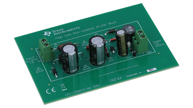UCC28881EVM-680 UCC28881 离线高侧降压转换器评估模块 angled board image