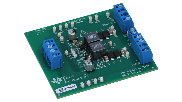 TPS40322EVM-074 用于 TPS40322 双路输出或两相同步降压控制器的评估模块 angled board image