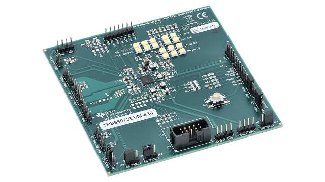 TPS65073EVM-430 用于 TPS65073 5 通道电源管理 IC 的评估模块 angled board image