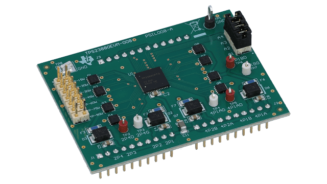 TPS23880EVM-008 面向支持 IEEE 802.3bt 的 PoE PSE 应用的 TPS23880 EVM 子卡 angled board image