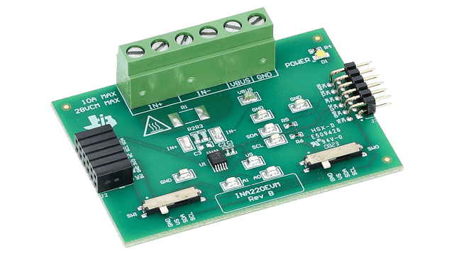 INA220EVM INA220 evaluation module for 26-V, 12-bit, I²C output digital power monitor angled board image