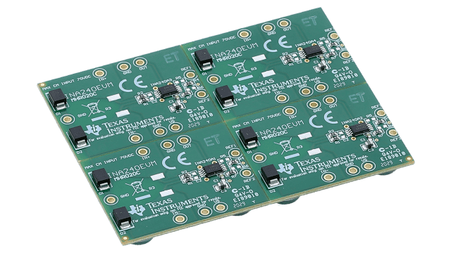 INA240EVM 适用于 PWM 应用的高侧或低侧电流感测放大器评估模块 angled board image