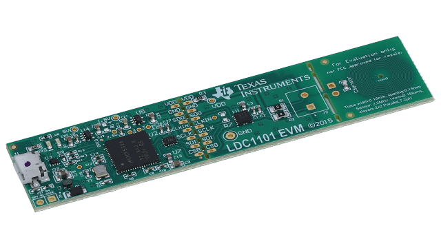 LDC1101EVM LDC1101 1.8V 高分辨率电感数字转换器评估模块 angled board image