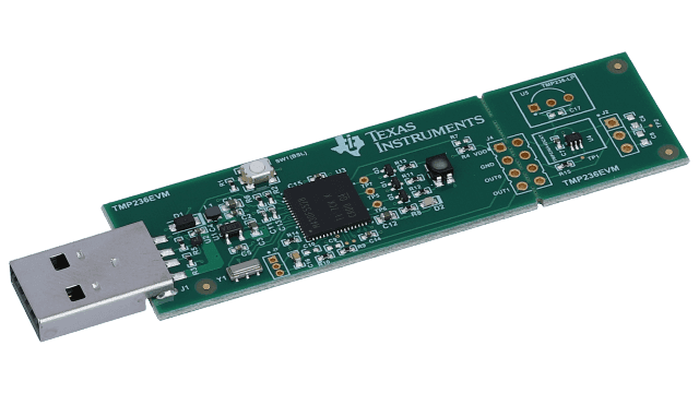 TMP236EVM TMP236 低功耗模拟温度传感器评估模块 angled board image