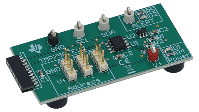 TMP75BEVM TMP75B 数字输出温度传感器评估模块 angled board image