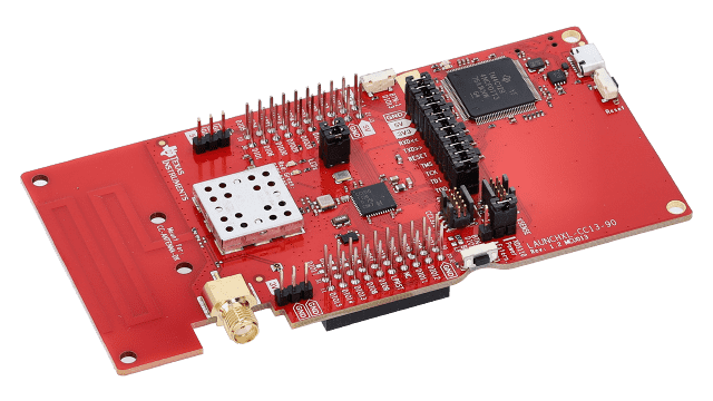 LAUNCHXL-CC13-90EU SimpleLink™ 低于 1GHz CC1310-1190 无线微控制器 (MCU) LaunchPad™ 开发套件 angled board image