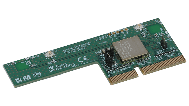 WL1835MODCOM8B 用于 Sitara 的 WiLink™ 8 模块 2.4 GHz WiFi + 蓝牙 COM8 套件 angled board image