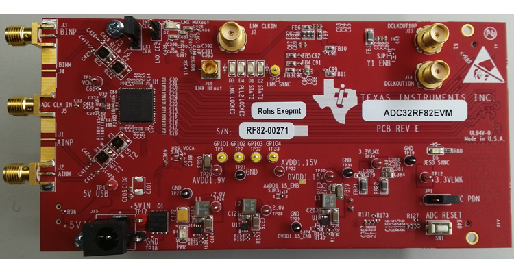 ADC32RF82EVM ADC32RF82 双通道 14 位 2.45-GSPS 射频采样电信接收器评估模块 top board image