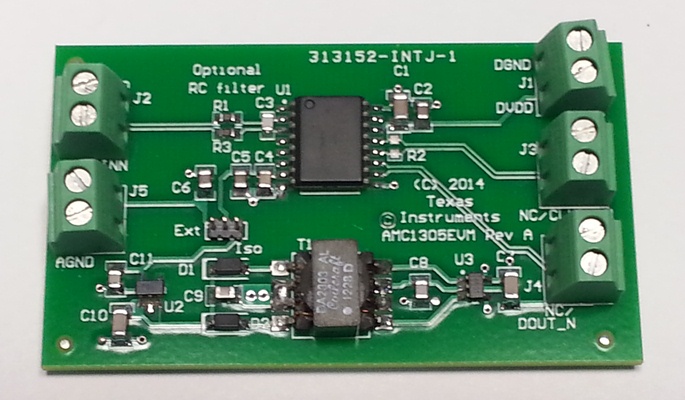 AMC1305M05EVM AMC1305M05 evaluation module for reinforced isolated modulator with ±50-mV input top board image
