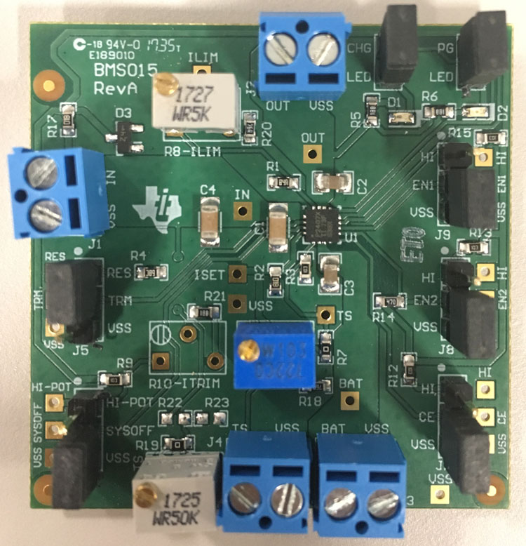 BQ24078EVM-015 bq24078 1.5A 单芯片锂离子和锂聚合物电池充电器管理 IC 评估模块 top board image