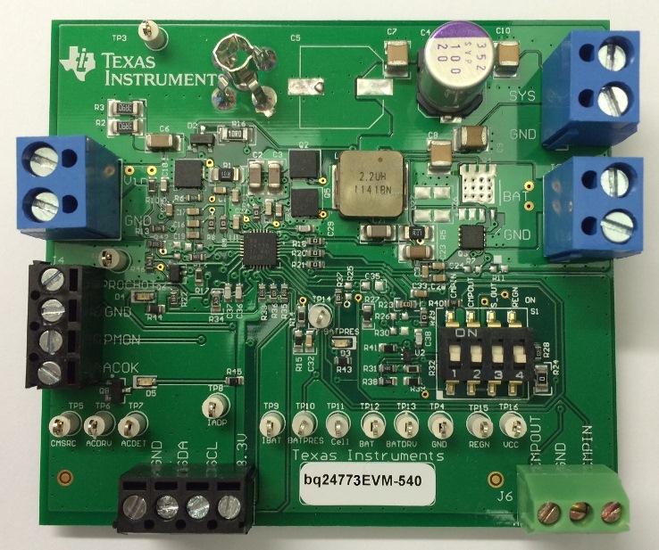 BQ24773EVM-540 带 I2C 的 NVDC 电池充电控制器评估模块 top board image