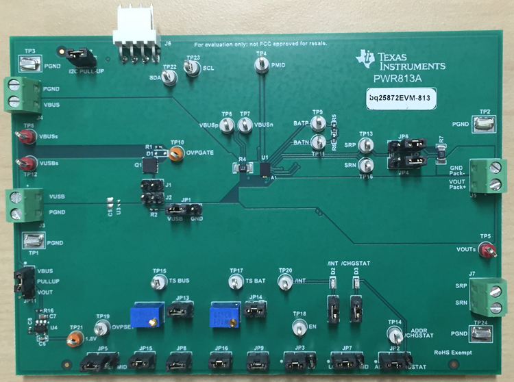 BQ25872EVM-813 BQ25872 完整充电器评估模块 top board image