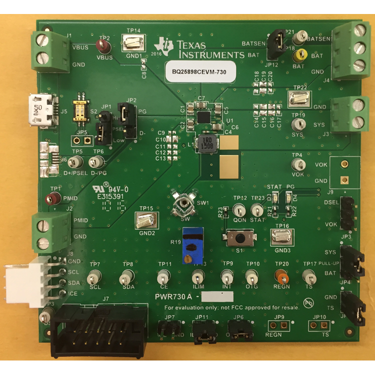 BQ25898CEVM-730 BQ25898C 完整充电器评估模块 top board image