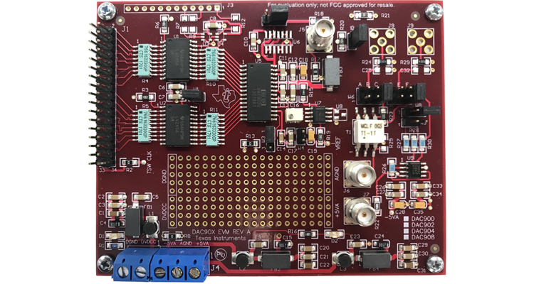DAC900EVM DAC900 10 位、165MSPS 数模转换器 (DAC) 评估模块 top board image