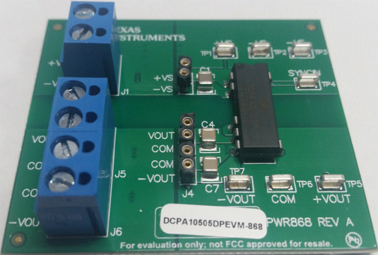 DCPA10505DEVM-868 DCPA10505D 1W 双输出隔离式电源模块 EVM top board image
