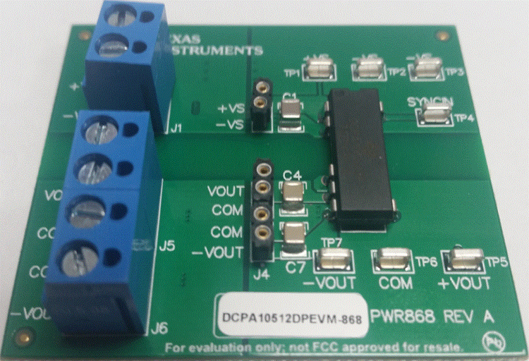 DCPA10512DEVM-868 DCPA10512D 1W 双路输出隔离式电源模块 EVM top board image