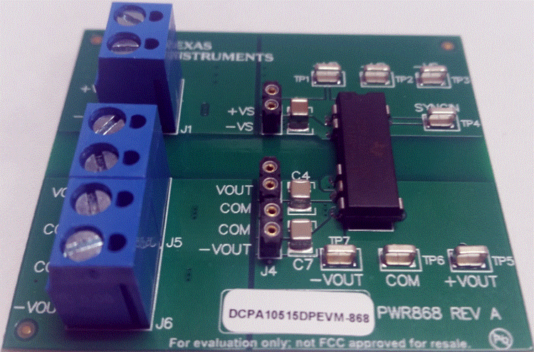 DCPA10515DEVM-868 DCPA10515D 1W 双输出隔离式电源模块 EVM top board image