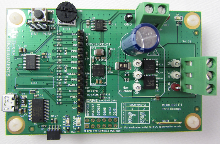 DRV8703D-Q1EVM DRV8703D-Q1 具有 SPI 的汽车级半桥有刷直流电机栅极驱动器评估模块 top board image