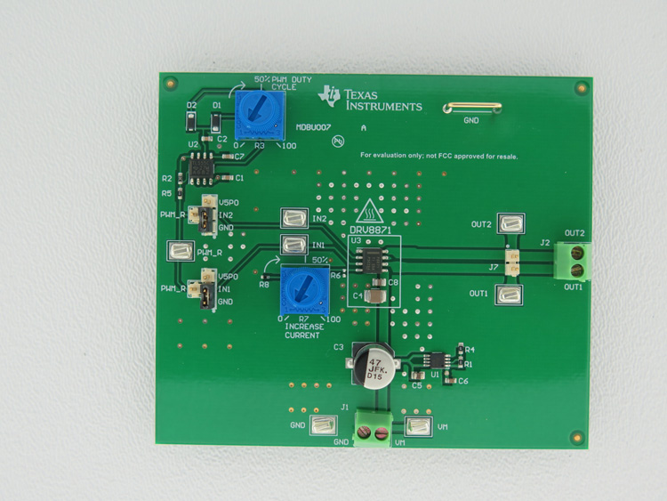 DRV8871EVM DRV8871 H 桥 PWM 电机驱动器评估模块 top board image