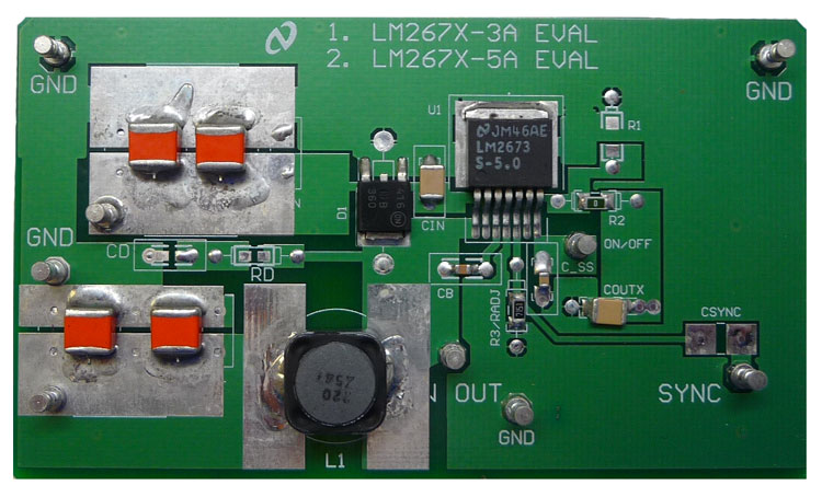 LM2675-5.0EVAL SIMPLE SWITCHER 电源转换器高效 1A 降压稳压器评估模块 top board image