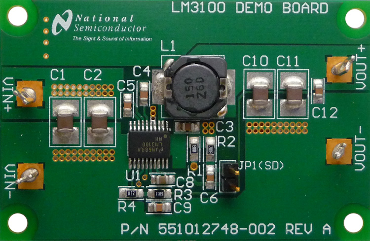 LM3100EVAL SIMPLE SWITCHER&reg; 同步 1MHz 1.5A 降压电压稳压器评估模块 top board image