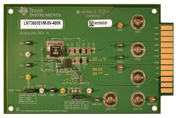 LM73605EVM-5V-400K LM73605 同步降压转换器评估模块 top board image