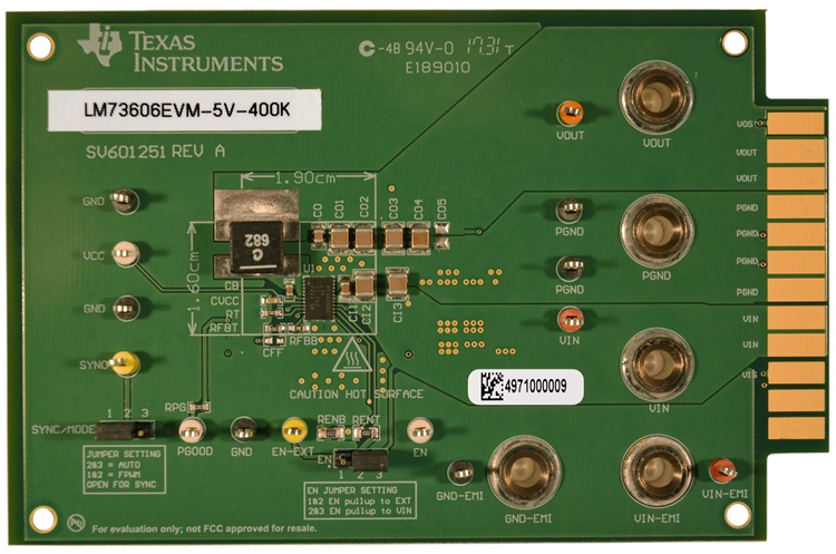 LM73606EVM-5V-400K LM73606 同步降压转换器评估模块 top board image