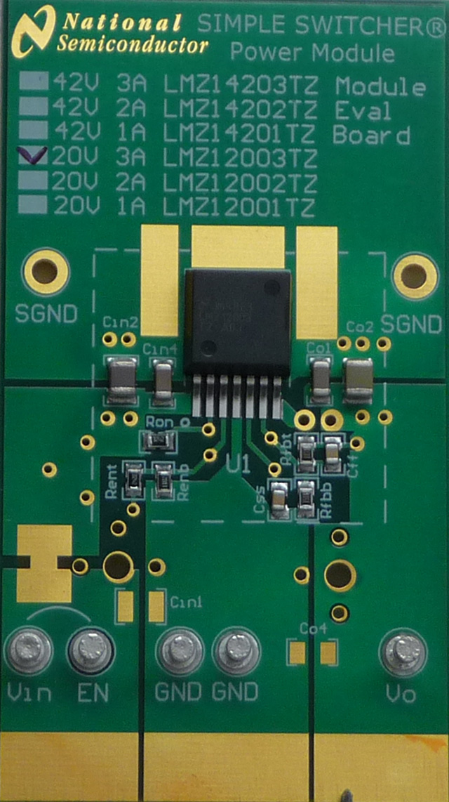 LMZ12002EVAL/NOPB Simple Switcher&reg; 电源模块 20V 输入电压、2A 评估板 top board image