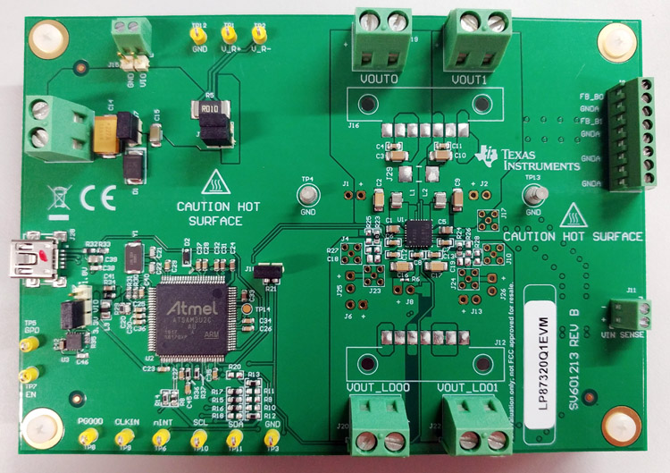 LP87320Q1EVM LP873200-Q1 I²C 可配置双路高电流降压转换器和双路线性稳压器 EVM top board image