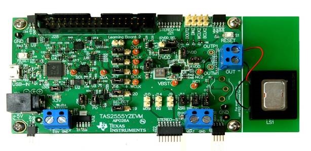 TAS2555YZEVM TAS2555 5.7W D 类音频放大器评估模块 top board image