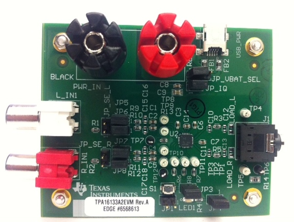 TPA6133A2EVM 用于 TPA6133A2 PurePath 耳机放大器的评估板 top board image