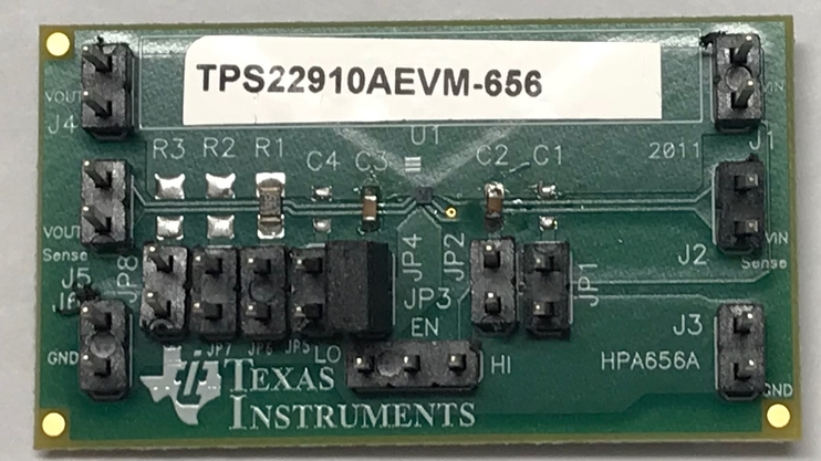 TPS22910AEVM-656 TPS22910A 1.5V 至 5.5V、单通道负载开关评估模块 top board image