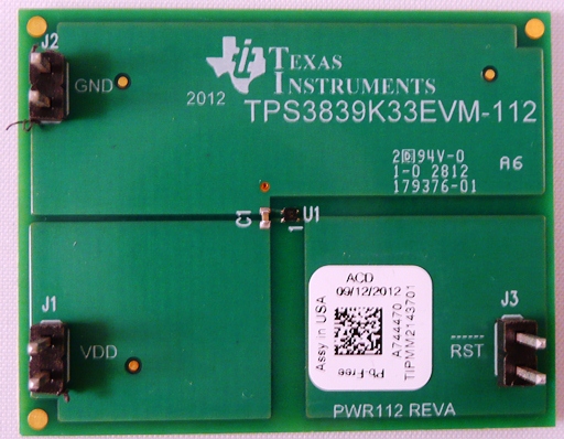 TPS3839K33EVM-112 TPS3839K33 评估模块 top board image