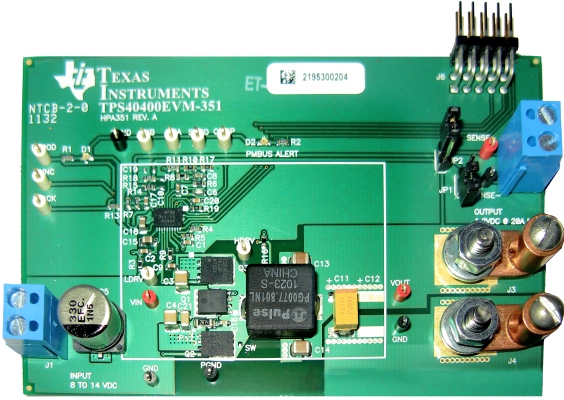 TPS40400EVM-351 用于 TPS40400 PMBus 同步 降压控制器的评估模块 top board image
