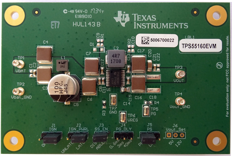 TPS55160Q1-EVM TPS5516xEVM 单电感器 1A 降压/升压转换器评估模块 top board image
