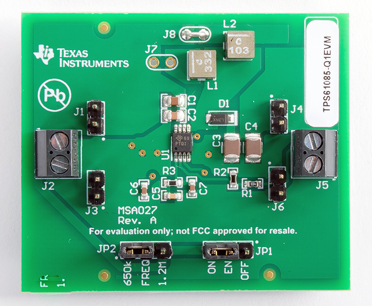 TPS61085-Q1EVM TPS61085-Q1 汽车类升压直流/直流转换器评估模块 top board image
